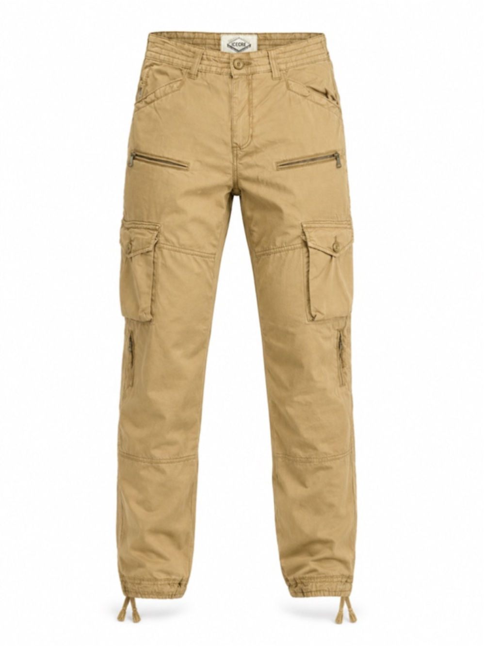 Decibel Mens Cargo Pants Tan Khaki Multi Pocket Utility Military Style Sz 34x32